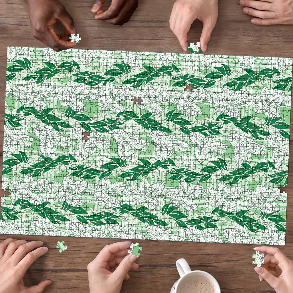 Hawaii Ti Leaf Maile Tuberose Lei Puzzle With Hanalei Leaf Green