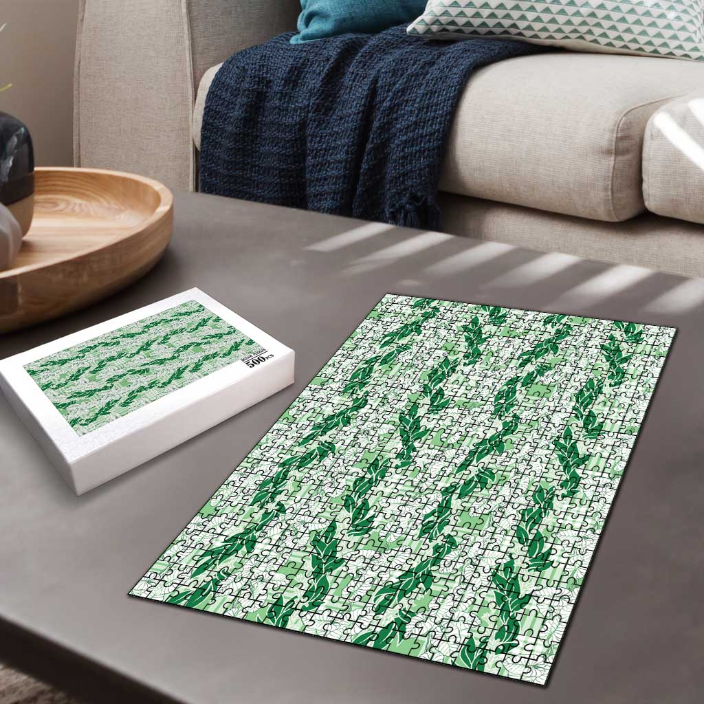 Hawaii Ti Leaf Maile Tuberose Lei Puzzle With Hanalei Leaf Green