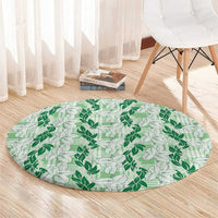 Hawaii Ti Leaf Maile Tuberose Lei Round Carpet With Hanalei Leaf Green