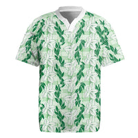 Hawaii Ti Leaf Maile Tuberose Lei Rugby Jersey With Hanalei Leaf Green