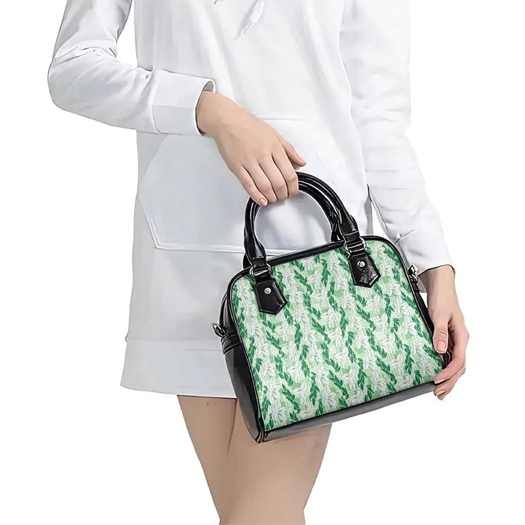 Hawaii Ti Leaf Maile Tuberose Lei Shoulder Handbag With Hanalei Leaf Green