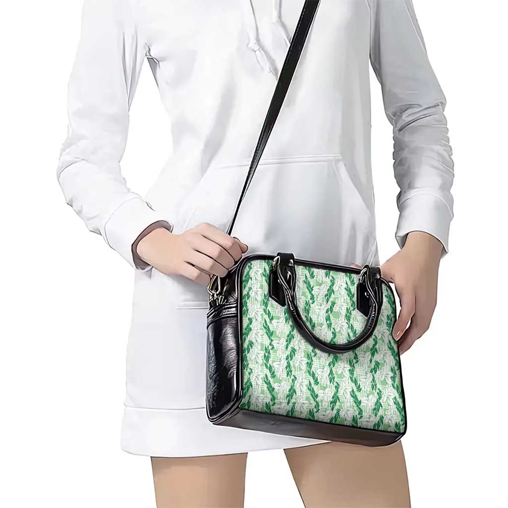 Hawaii Ti Leaf Maile Tuberose Lei Shoulder Handbag With Hanalei Leaf Green