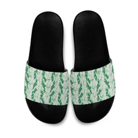 Hawaii Ti Leaf Maile Tuberose Lei Slide Sandals With Hanalei Leaf Green
