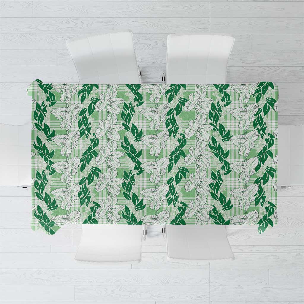Hawaii Ti Leaf Maile Tuberose Lei Tablecloth With Hanalei Leaf Green