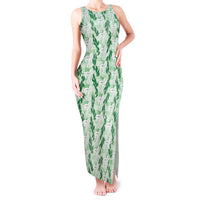 Hawaii Ti Leaf Maile Tuberose Lei Tank Maxi Dress With Hanalei Leaf Green