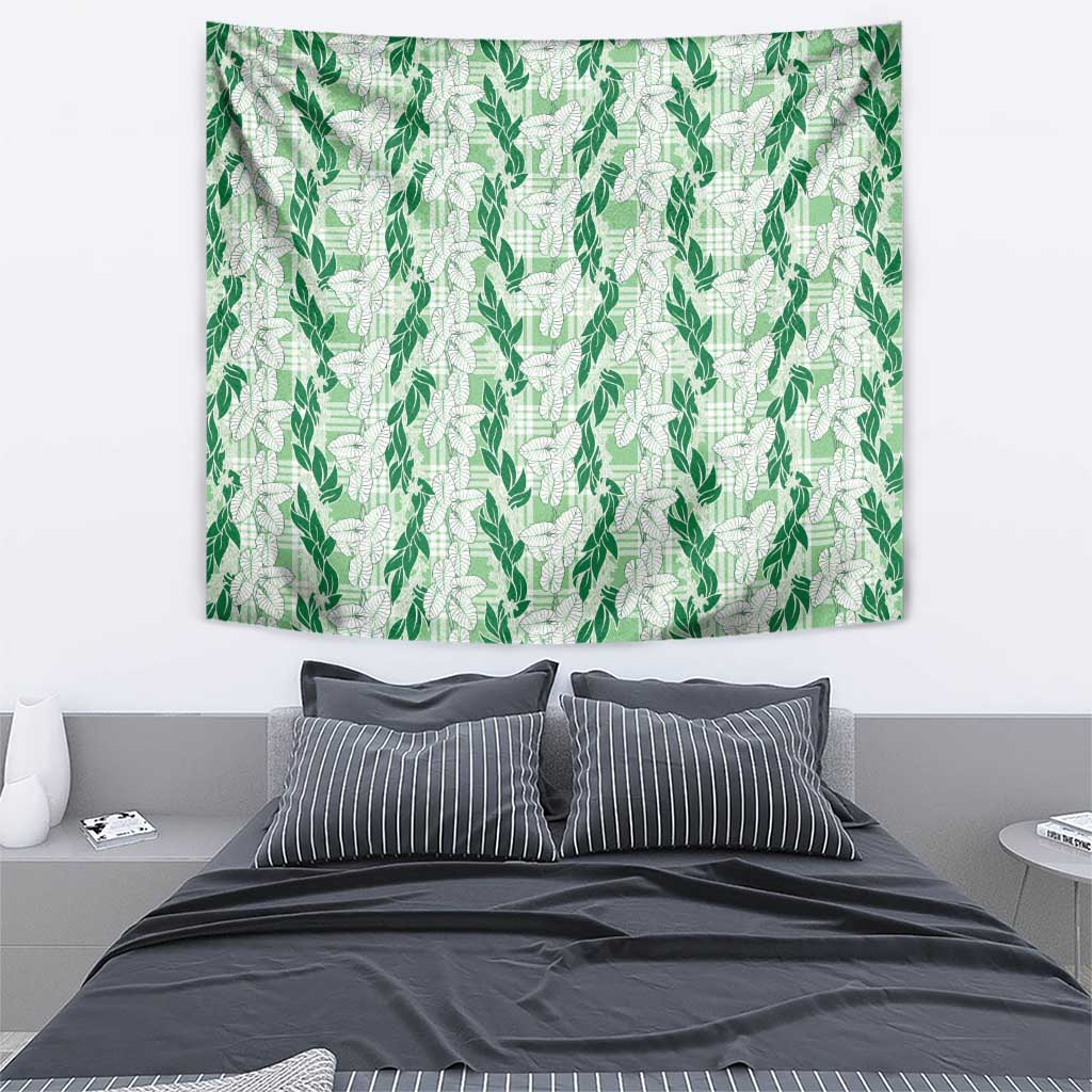 Hawaii Ti Leaf Maile Tuberose Lei Tapestry With Hanalei Leaf Green