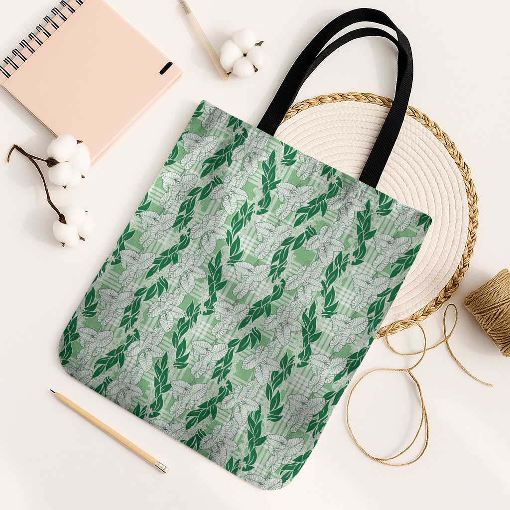 Hawaii Ti Leaf Maile Tuberose Lei Tote Bag With Hanalei Leaf Green