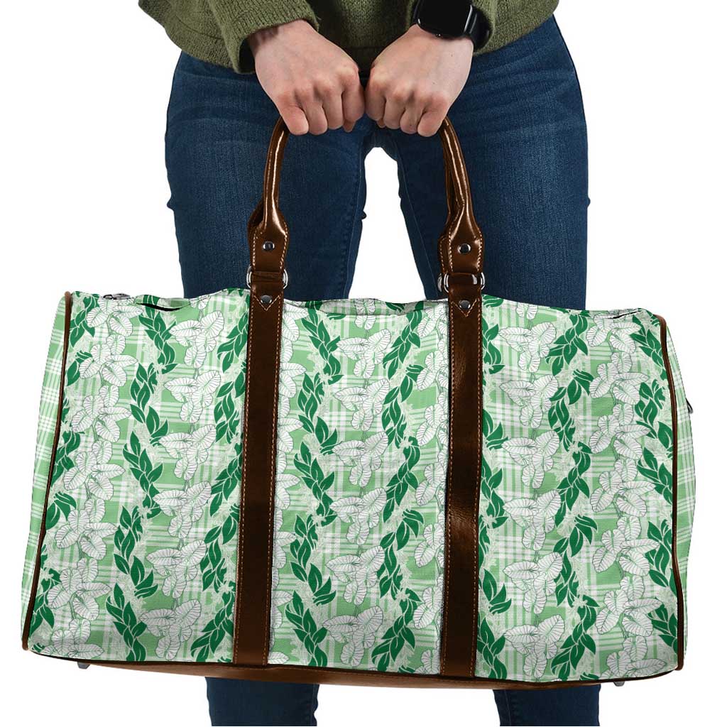 Hawaii Ti Leaf Maile Tuberose Lei Travel Bag With Hanalei Leaf Green
