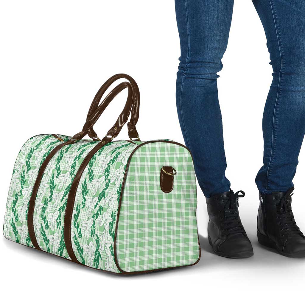 Hawaii Ti Leaf Maile Tuberose Lei Travel Bag With Hanalei Leaf Green