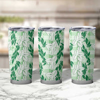 Hawaii Ti Leaf Maile Tuberose Lei Tumbler Cup With Hanalei Leaf Green