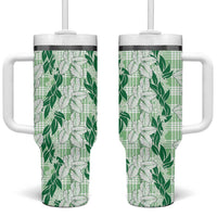 Hawaii Ti Leaf Maile Tuberose Lei Tumbler With Handle With Hanalei Leaf Green