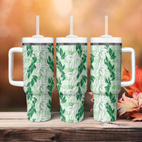 Hawaii Ti Leaf Maile Tuberose Lei Tumbler With Handle With Hanalei Leaf Green