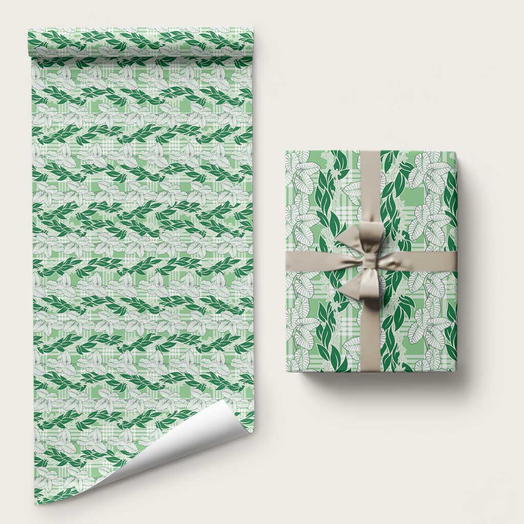 Hawaii Ti Leaf Maile Tuberose Lei Wrapping Paper With Hanalei Leaf Green