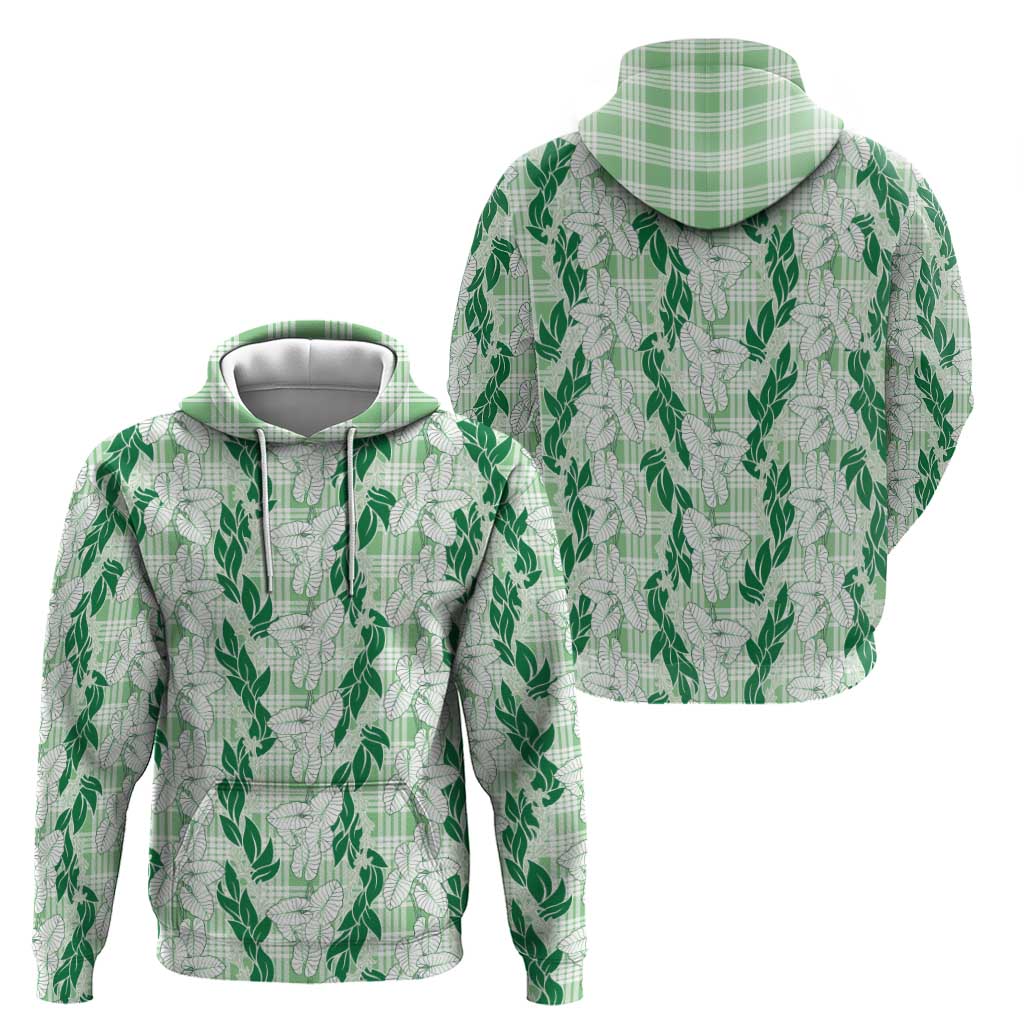 Hawaii Ti Leaf Maile Tuberose Lei Zip Hoodie With Hanalei Leaf Green