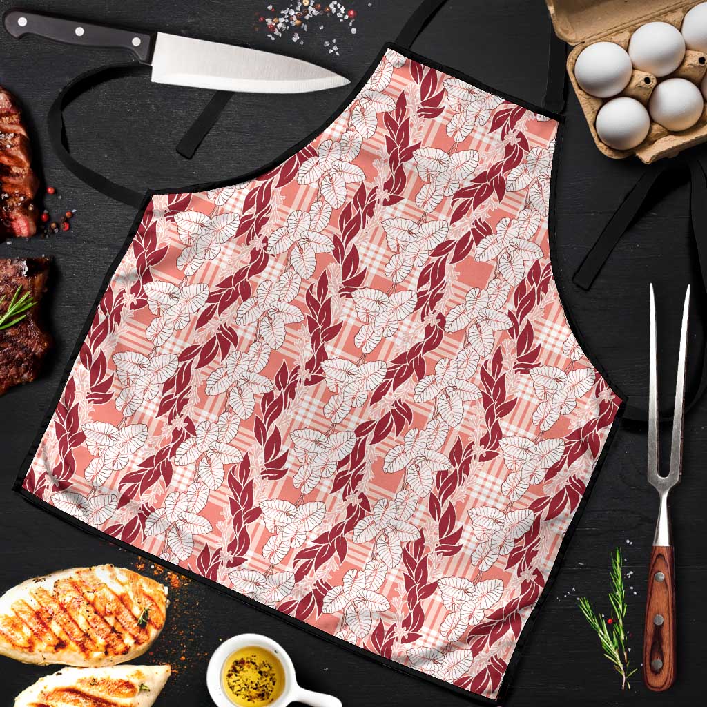 Hawaii Ti Leaf Maile Tuberose Lei Apron With Hanalei Leaf Red