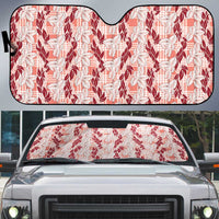 Hawaii Ti Leaf Maile Tuberose Lei Auto Sun Shade With Hanalei Leaf Red