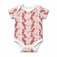 Hawaii Ti Leaf Maile Tuberose Lei Baby Onesie With Hanalei Leaf Red LT05 Red - Polynesian Pride
