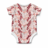 Hawaii Ti Leaf Maile Tuberose Lei Baby Onesie With Hanalei Leaf Red LT05 - Polynesian Pride