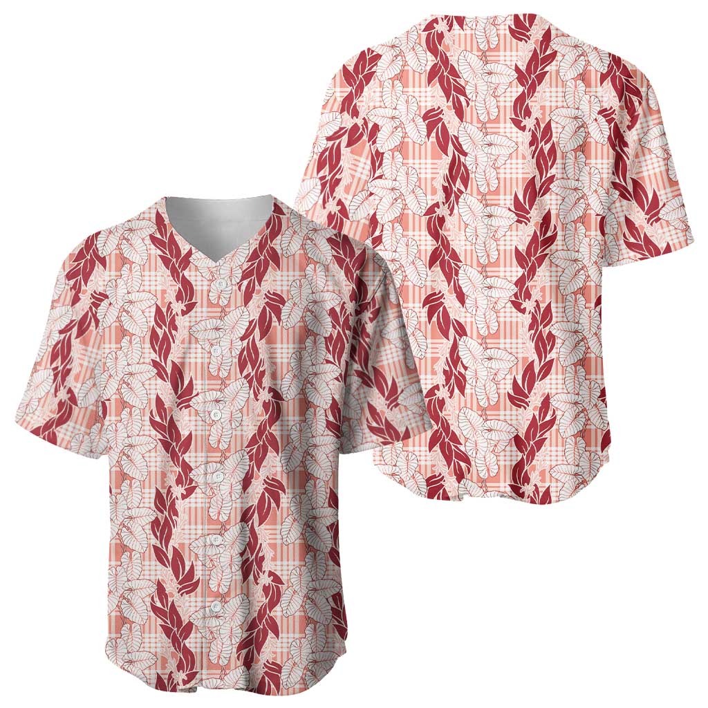 Hawaii Ti Leaf Maile Tuberose Lei Baseball Jersey With Hanalei Leaf Red