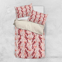Hawaii Ti Leaf Maile Tuberose Lei Bedding Set With Hanalei Leaf Red