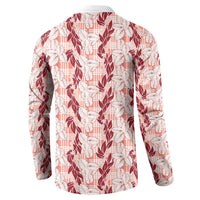 Hawaii Ti Leaf Maile Tuberose Lei Button Sweatshirt With Hanalei Leaf Red