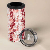 Hawaii Ti Leaf Maile Tuberose Lei 4 in 1 Can Cooler Tumbler With Hanalei Leaf Red