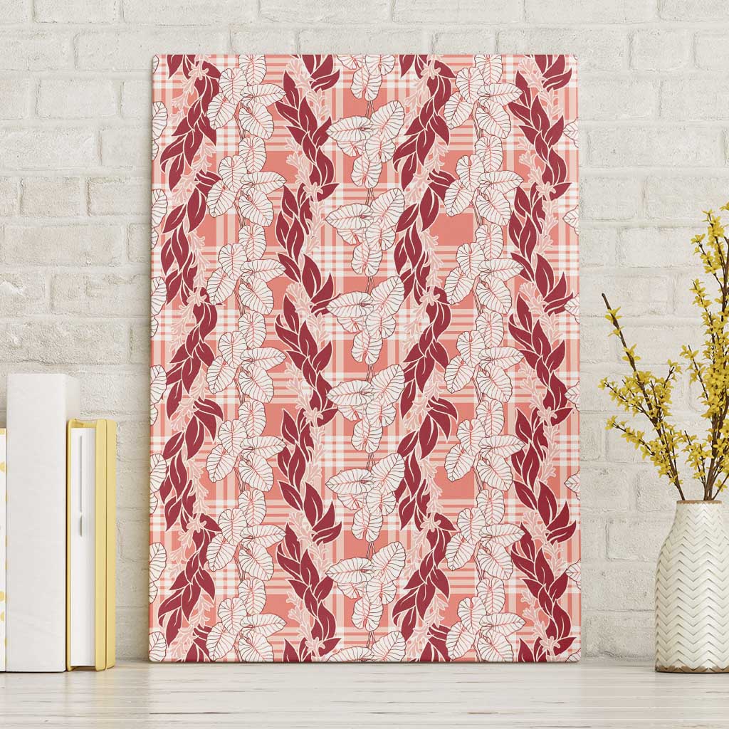 Hawaii Ti Leaf Maile Tuberose Lei Canvas Wall Art With Hanalei Leaf Red