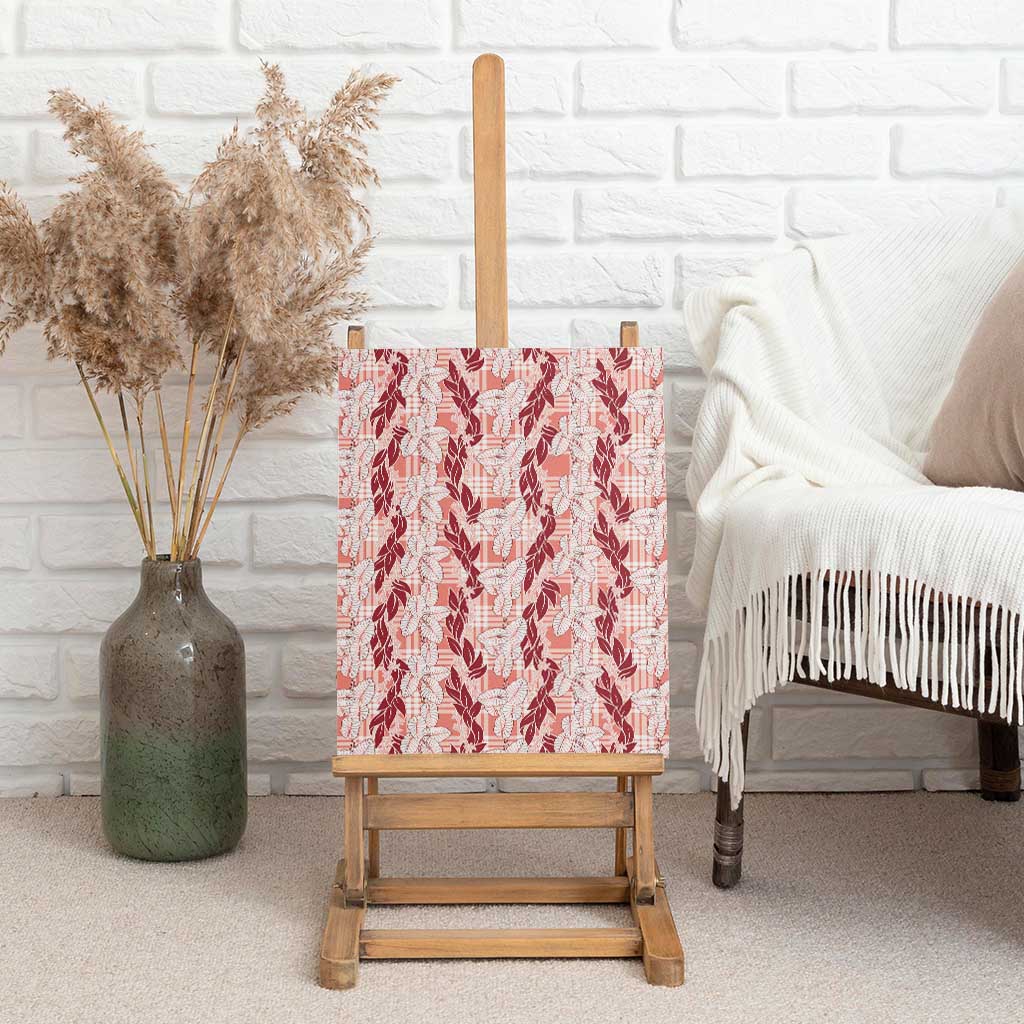 Hawaii Ti Leaf Maile Tuberose Lei Canvas Wall Art With Hanalei Leaf Red