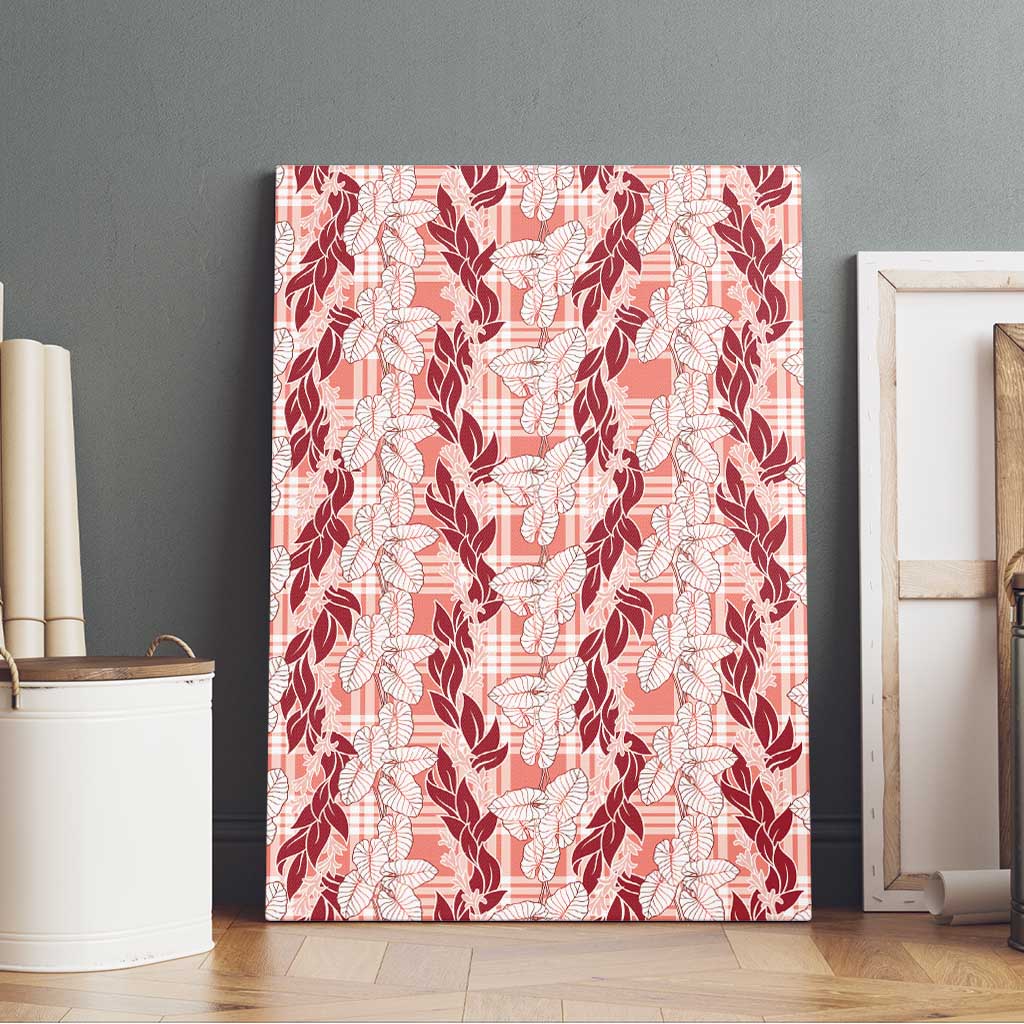 Hawaii Ti Leaf Maile Tuberose Lei Canvas Wall Art With Hanalei Leaf Red