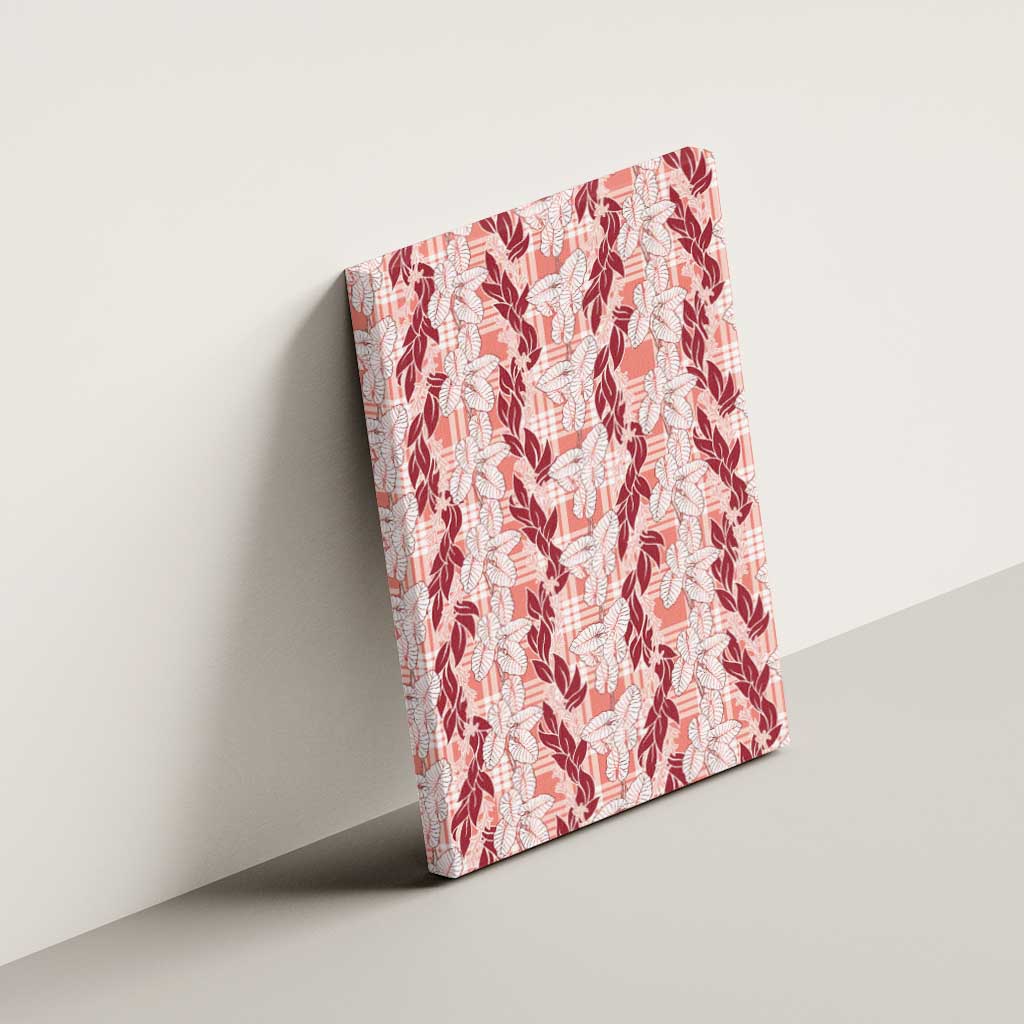 Hawaii Ti Leaf Maile Tuberose Lei Canvas Wall Art With Hanalei Leaf Red