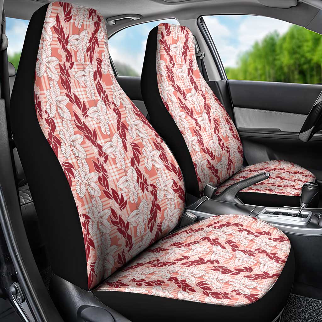 Hawaii Ti Leaf Maile Tuberose Lei Car Seat Cover With Hanalei Leaf Red