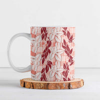 Hawaii Ti Leaf Maile Tuberose Lei Ceramic Mug With Hanalei Leaf Red