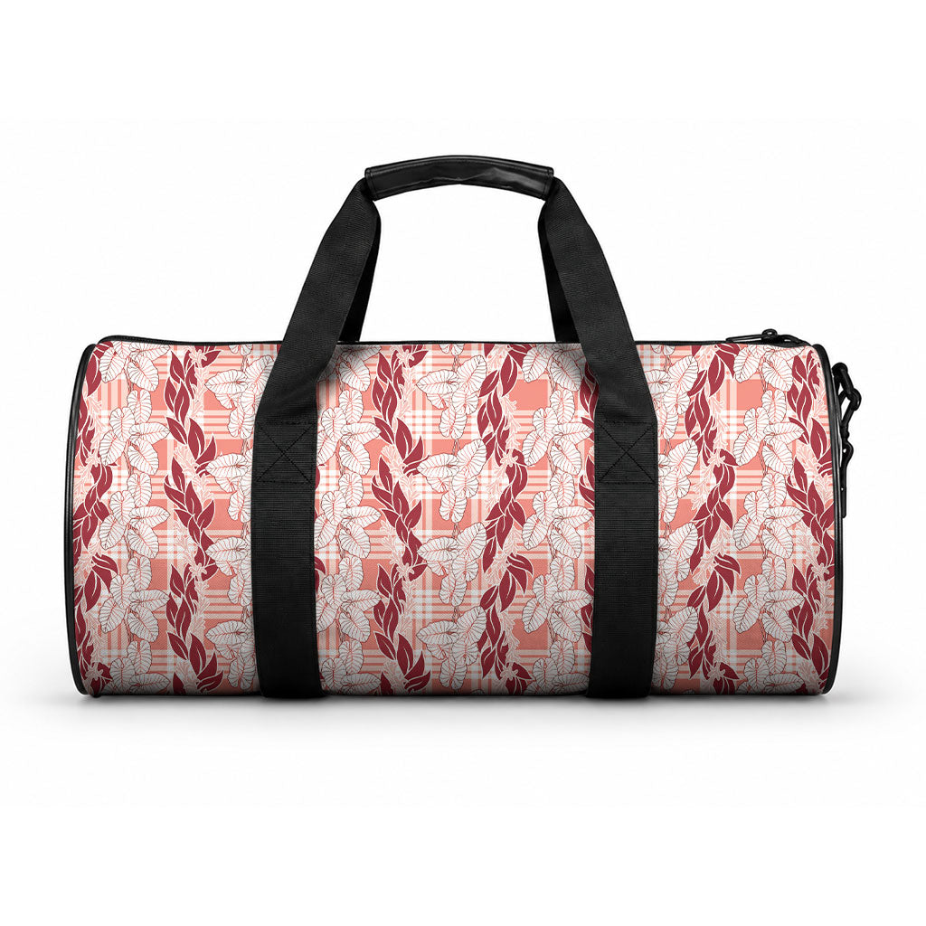 Hawaii Ti Leaf Maile Tuberose Lei Duffle Bag With Hanalei Leaf Red LT05 One size Red - Polynesian Pride