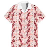 Hawaii Ti Leaf Maile Tuberose Lei Family Matching Off Shoulder Maxi Dress and Hawaiian Shirt With Hanalei Leaf Red