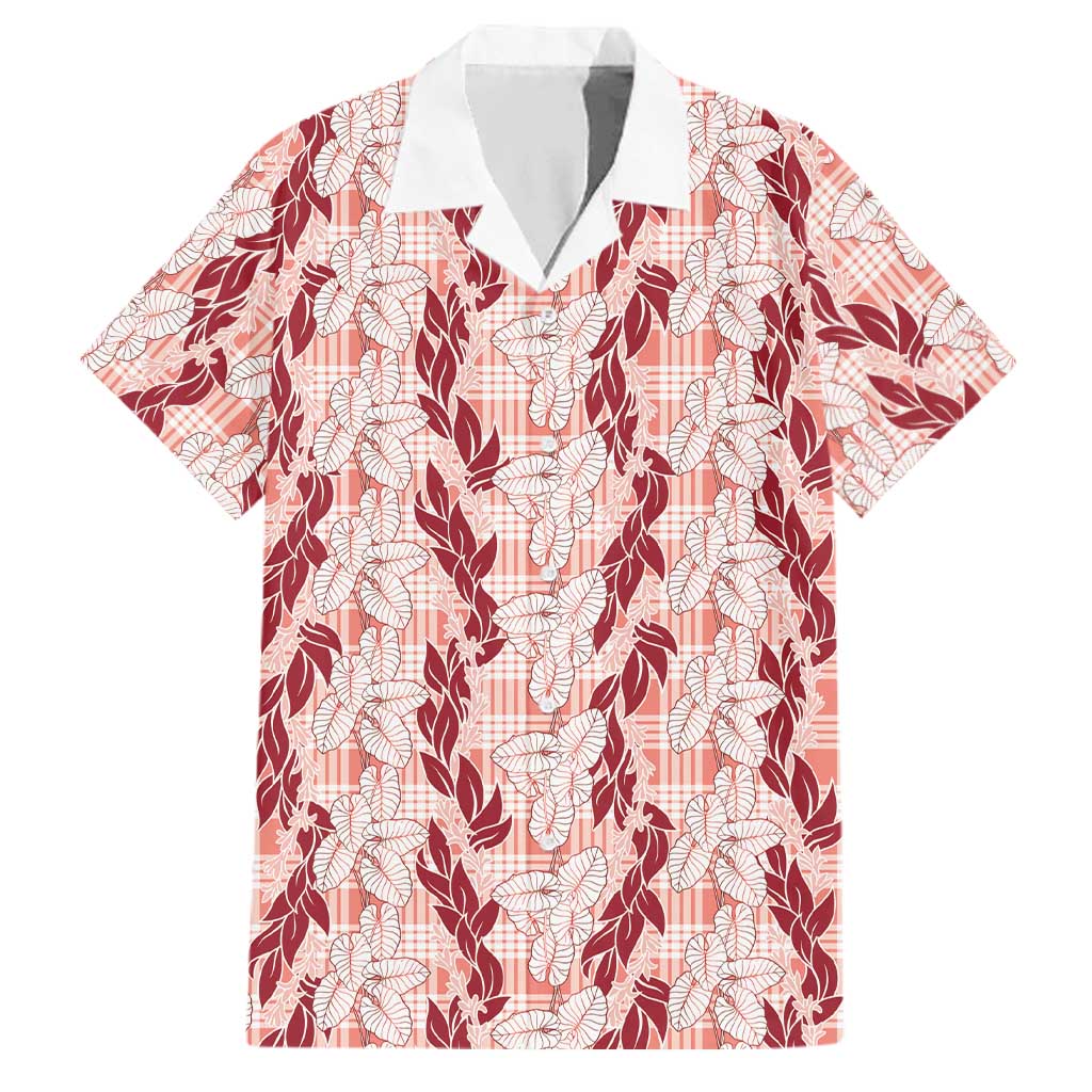 Hawaii Ti Leaf Maile Tuberose Lei Family Matching Summer Maxi Dress and Hawaiian Shirt With Hanalei Leaf Red