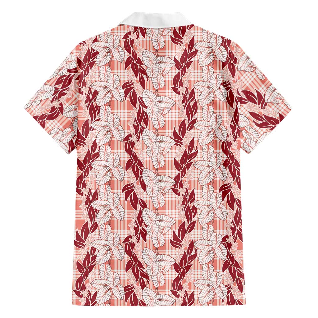 Hawaii Ti Leaf Maile Tuberose Lei Family Matching Summer Maxi Dress and Hawaiian Shirt With Hanalei Leaf Red