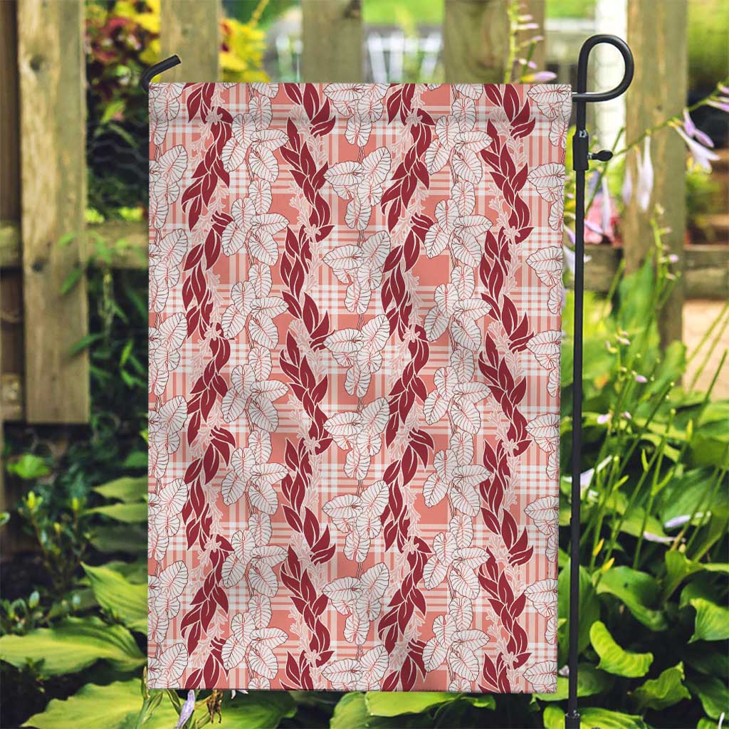 Hawaii Ti Leaf Maile Tuberose Lei Garden Flag With Hanalei Leaf Red