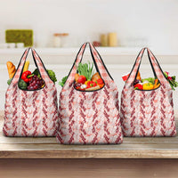 Hawaii Ti Leaf Maile Tuberose Lei Grocery Bag With Hanalei Leaf Red