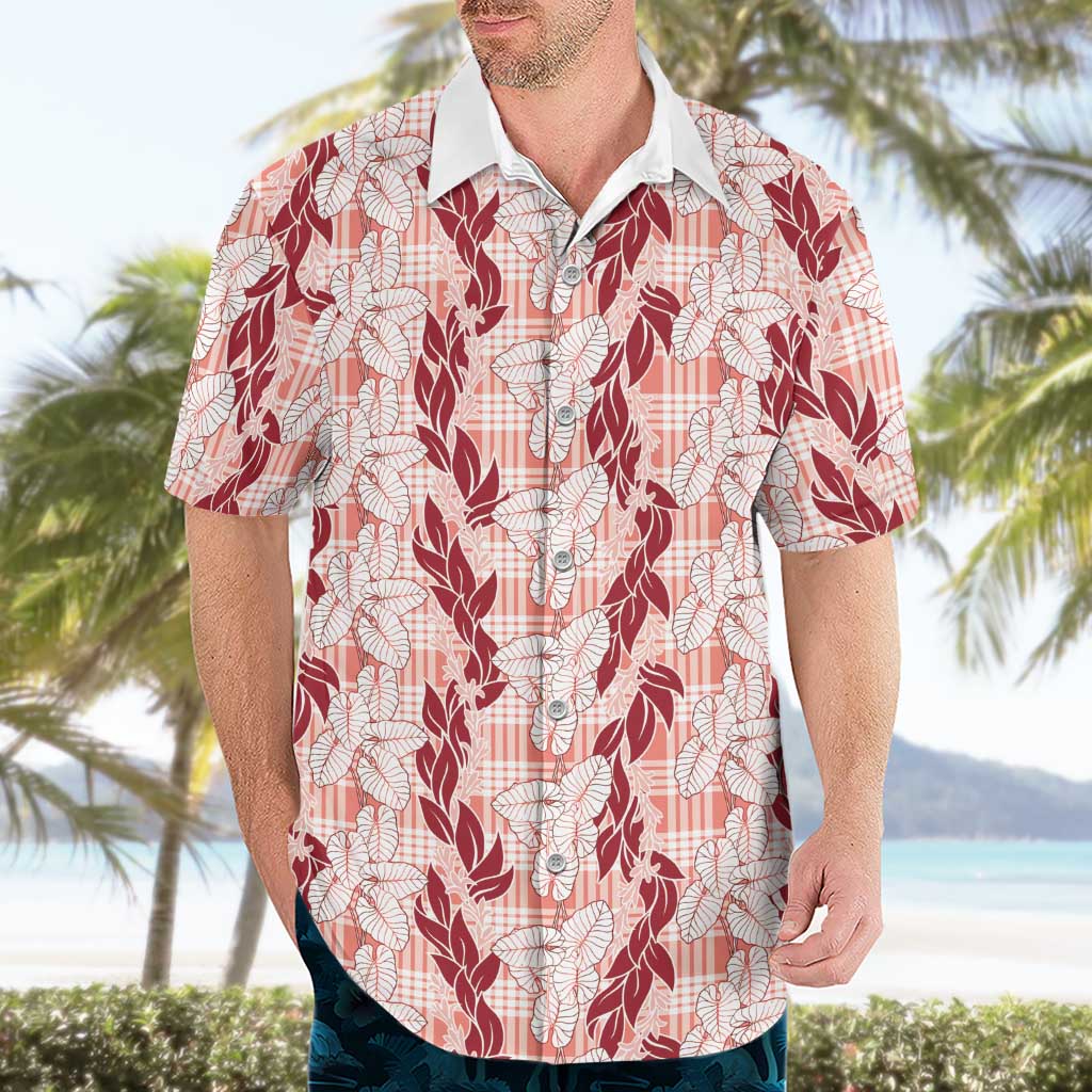 Hawaii Ti Leaf Maile Tuberose Lei Hawaiian Shirt With Hanalei Leaf Red