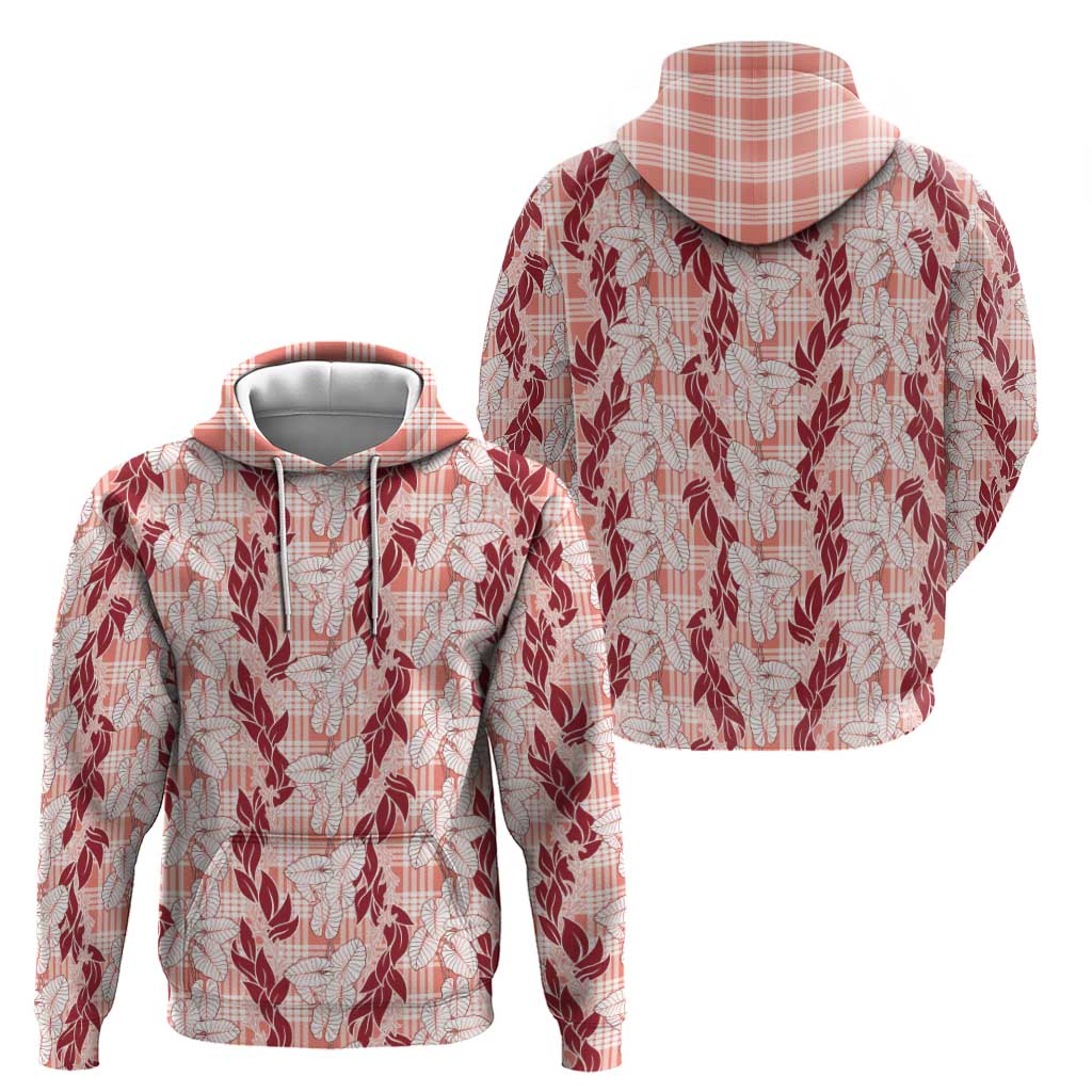 Hawaii Ti Leaf Maile Tuberose Lei Hoodie With Hanalei Leaf Red