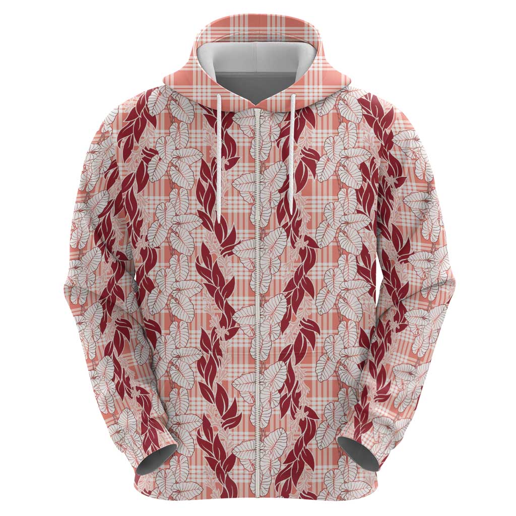 Hawaii Ti Leaf Maile Tuberose Lei Hoodie With Hanalei Leaf Red