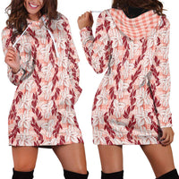 Hawaii Ti Leaf Maile Tuberose Lei Hoodie Dress With Hanalei Leaf Red