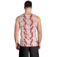 Hawaii Ti Leaf Maile Tuberose Lei Men Tank Top With Hanalei Leaf Red