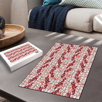 Hawaii Ti Leaf Maile Tuberose Lei Puzzle With Hanalei Leaf Red