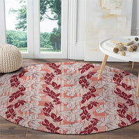 Hawaii Ti Leaf Maile Tuberose Lei Round Carpet With Hanalei Leaf Red