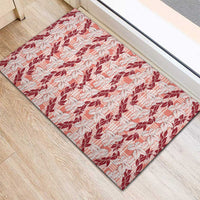 Hawaii Ti Leaf Maile Tuberose Lei Rubber Doormat With Hanalei Leaf Red
