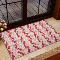 Hawaii Ti Leaf Maile Tuberose Lei Rubber Doormat With Hanalei Leaf Red