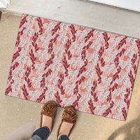 Hawaii Ti Leaf Maile Tuberose Lei Rubber Doormat With Hanalei Leaf Red