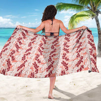 Hawaii Ti Leaf Maile Tuberose Lei Sarong With Hanalei Leaf Red