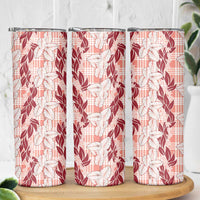 Hawaii Ti Leaf Maile Tuberose Lei Skinny Tumbler With Hanalei Leaf Red